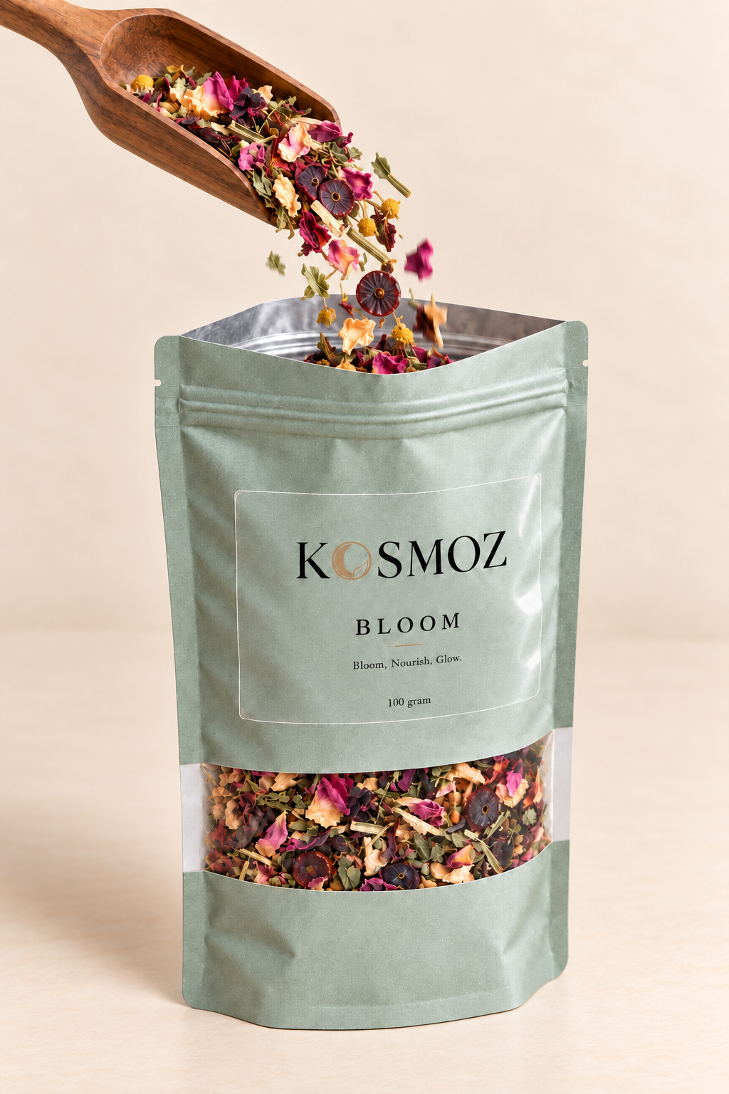 BLOOM botanische thee blend met houten schep